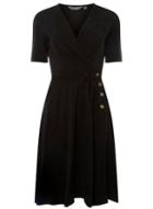 Dorothy Perkins *tall Black Horn Button Wrap Dress