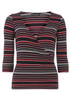 Dorothy Perkins Navy/red Stripe Rib Wrap Top