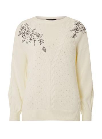 Dorothy Perkins Breast Cancer Care Ecru Embroidered Cable Jumper