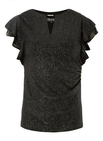 Dorothy Perkins *billie & Blossom Black Shimmer Frill Top