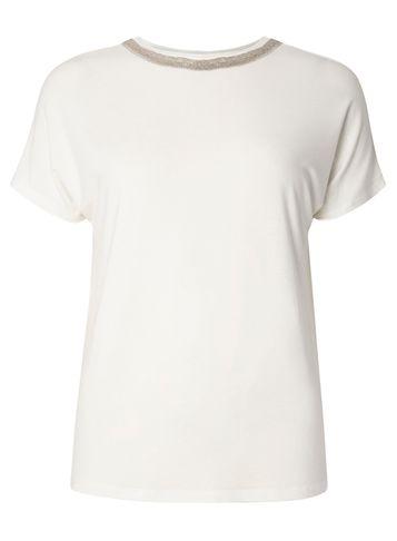 Dorothy Perkins Ivory Neck Trim T-shirt