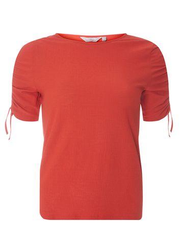 Dorothy Perkins Petite Red Crepe Ruched Sleeve Top