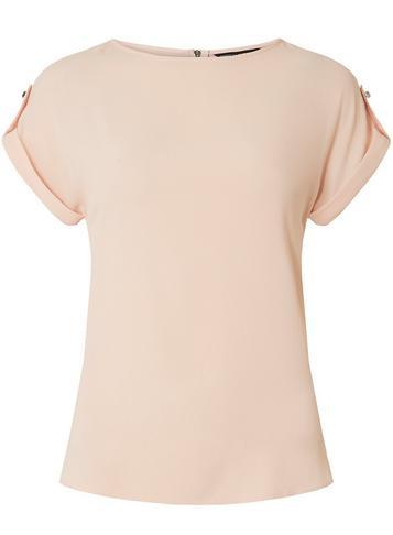 Dorothy Perkins Blush Button Sleeve T-shirt