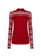 Dorothy Perkins *tall Berry Red Zig Zag Lace Top