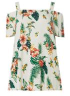 Dorothy Perkins Dp Curve Ivory Tropical Cold Shoulder Top