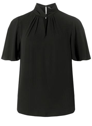 Dorothy Perkins Black Twist Neck Flutter Top