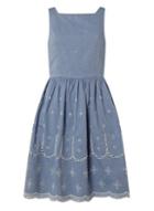 Dorothy Perkins *vero Moda Blue Embroidered Midi Dress