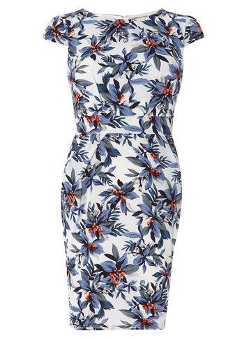 Dorothy Perkins *voulez Vous Blue Floral Tie Back Dress