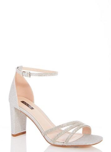 *quiz Silver Shimmer Diamante High Heel Sandals