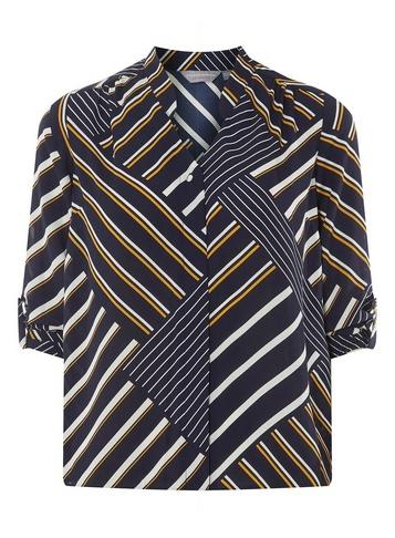 Dorothy Perkins Petite Blue Stripe Roll Sleeve Shirt