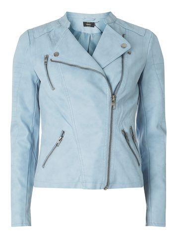 Dorothy Perkins *only Blue Denim Faux Leather Biker Jacket