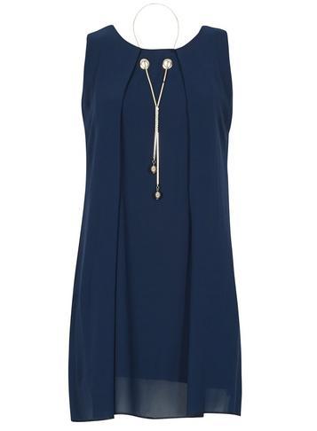 Dorothy Perkins *izabel London Navy Necklace Trim Tunic Top