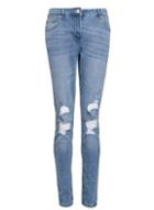 Dorothy Perkins *quiz Blue Ripped Skinny Jeans