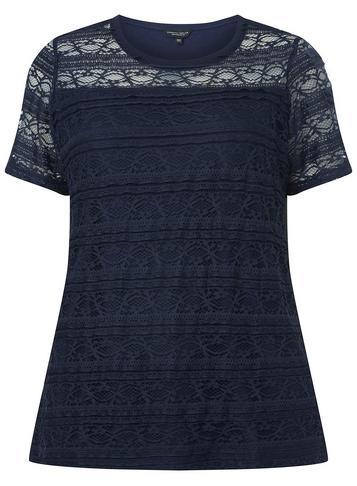 Dorothy Perkins Dp Curve Navy Lace Applique T-shirt