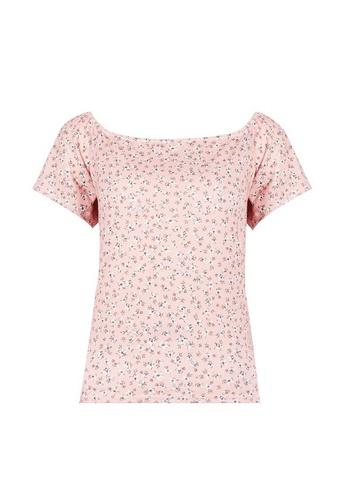 Dorothy Perkins Nude Ditsy Floral Print Bardot Top