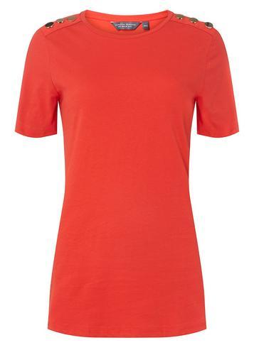 Dorothy Perkins *tall Red Button Shoulder T-shirt