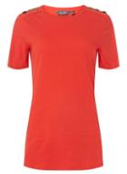 Dorothy Perkins *tall Red Button Shoulder T-shirt