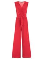 Dorothy Perkins *quiz Red V-neck Pleated Jumpsuit