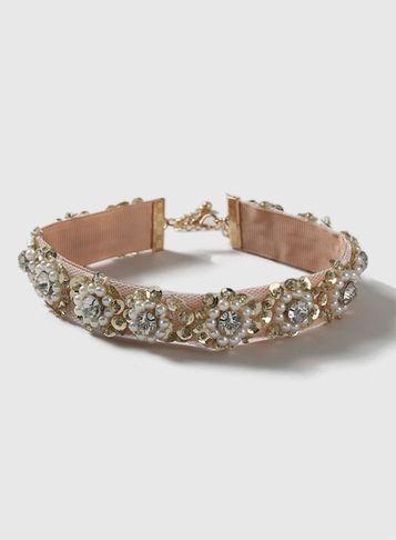 Dorothy Perkins Pearl Flower Choker Necklace