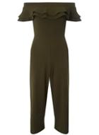 Dorothy Perkins Khaki Bardot Ruffle Culotte Jumpsuit