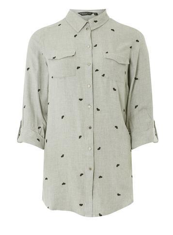 Dorothy Perkins Grey Heart Embroidered Shirt