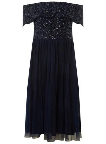 Dorothy Perkins *showcase Navy Camille Bardot Dress