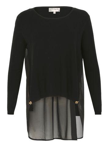 Dorothy Perkins *voulez Vous Black Chiffon Knit Jumper