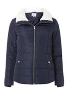 Dorothy Perkins Petite Navy Faux Fur Collar Puffer Jacket