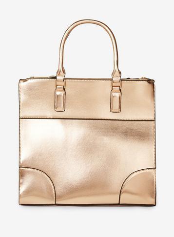 Dorothy Perkins Rose Gold Double Zip Tote Bag