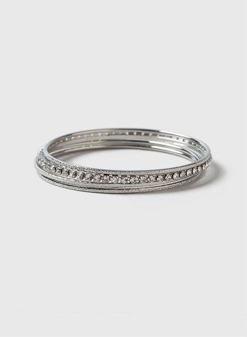 Dorothy Perkins Silver Sandblast Bangle Pack
