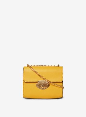 Dorothy Perkins Mustard Lock Chain Cross Body Bag