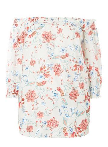 Dorothy Perkins *dp Curve Ivory Floral Print Bardot Top