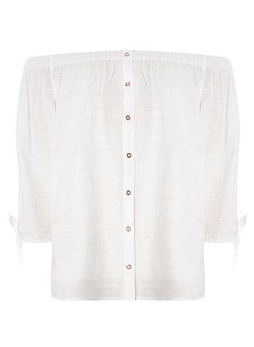 Dorothy Perkins Ivory Buttoned Bardot Top
