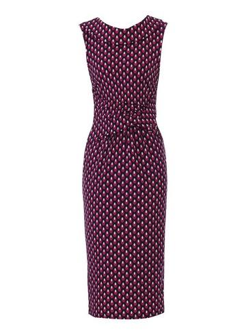 *jolie Moi Pink Geometric Print Collar Pencil Dress