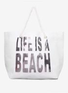 Dorothy Perkins *southbeach White Life Is A Beach Shopper Bag