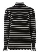 Dorothy Perkins Black Stripe Scallop Edge Roll Neck Jumper