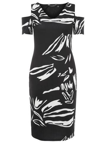 Dorothy Perkins Black And Ivory Zebra Print Bodycon Dress