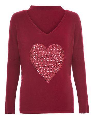 Dorothy Perkins *quiz Sequin Heart Choker Knit Top
