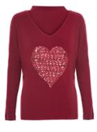 Dorothy Perkins *quiz Sequin Heart Choker Knit Top