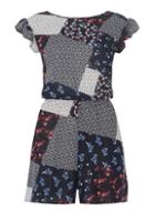 Dorothy Perkins *tall Blue Patchwork Tie Playsuit