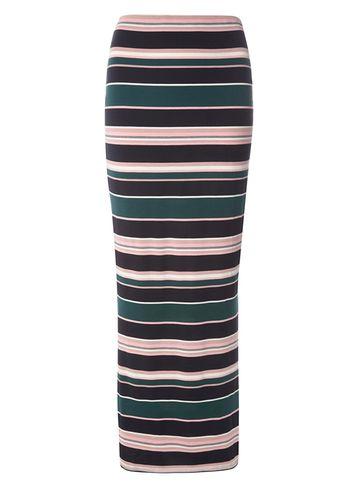 Dorothy Perkins Green And Blush Stripe Maxi Skirt