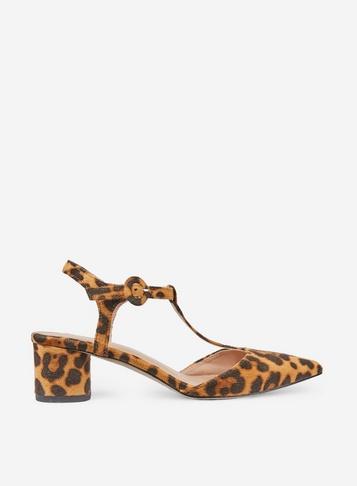 Dorothy Perkins Wide Fit Multi Colour Eilis Leopard Print T-bar Court Shoes