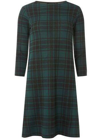 Dorothy Perkins Green Checked Jersey Shift Dress