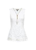 *billie & Blossom Ivory Sleeveless Lace Zip Top