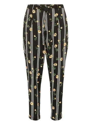 Dorothy Perkins Black Floral Print Striped Joggers