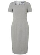 Dorothy Perkins *tall Grey Checked Textured Square Neck Pencil Dress