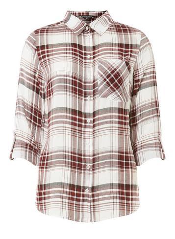 Dorothy Perkins Burgundy And White Checked Shirt