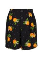Dorothy Perkins Black Shorts With Oranges Print