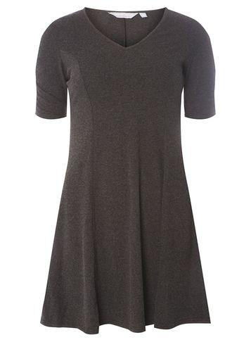 Dorothy Perkins Petite Charcoal Ruched Sleeve Dress