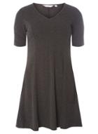 Dorothy Perkins Petite Charcoal Ruched Sleeve Dress